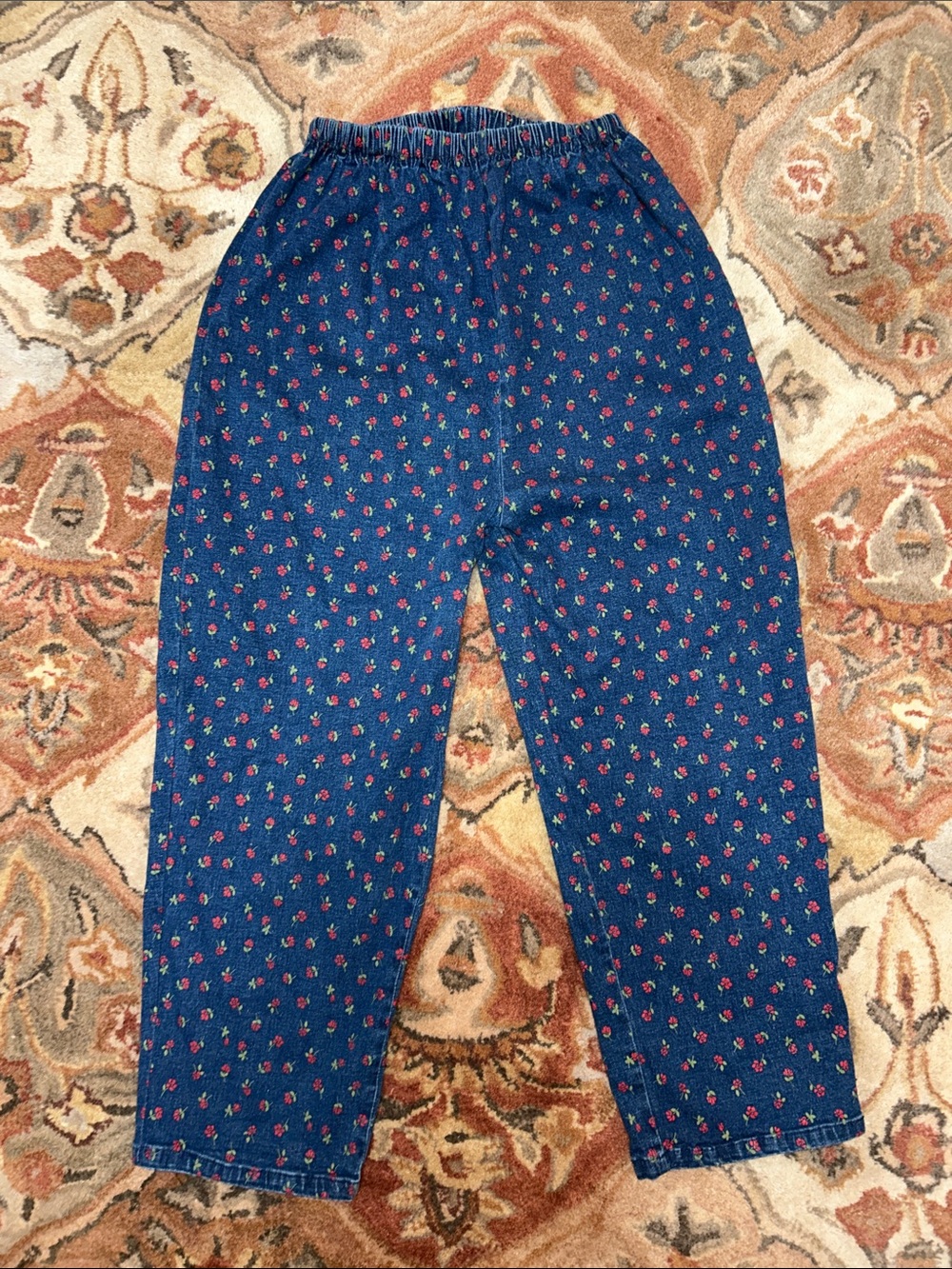Vintage Rose Pattern High Waist Stretch Pants